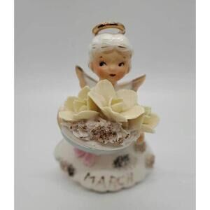 March Vintage Lefton Spaghetti Birthday Angel, Figurine, Perfect condition